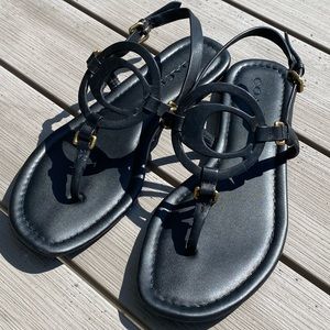 Coach Black Jeri Leather Size 7 Sandals